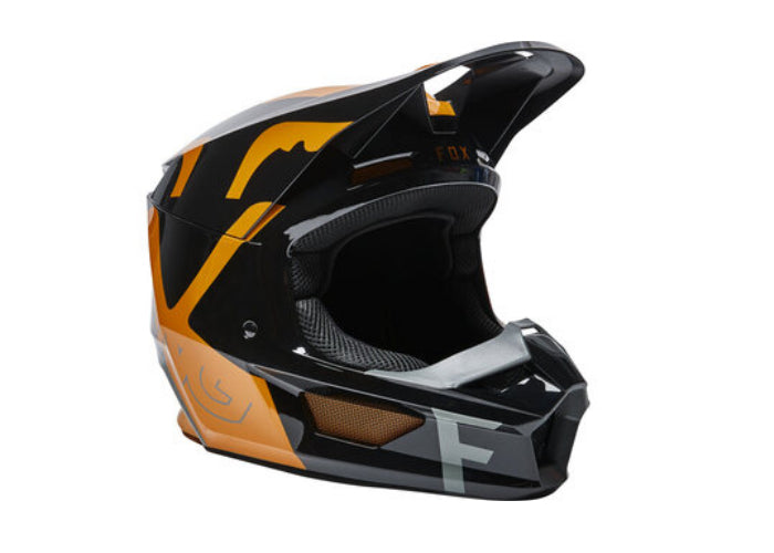 FOX 2022 V1 SKEW BLACK / GOLD MIPS KIDS HELMET