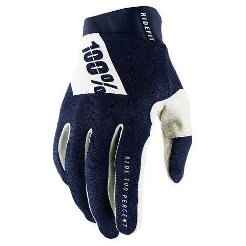 100% RIDEFIT NAVY/WHITE GLOVES