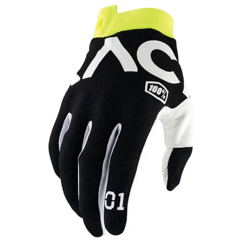 100% ITRACK RACR BLACK GLOVES